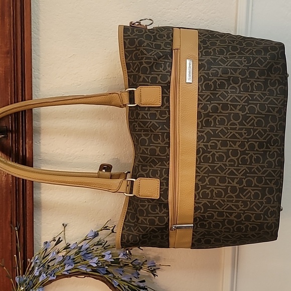 Calvin Klein Handbags - Calvin Klein Brown and Tan Signature Tote